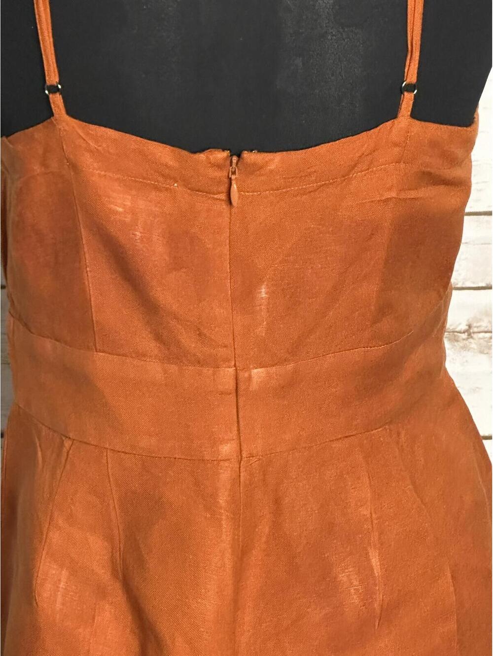 LOFT sleeveless ruffled hem romper Size 4 linen-blend rust coastal summer - Picture 7 of 9